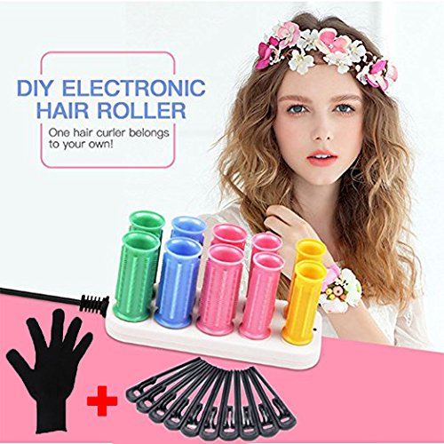 Hann 10pcs Hot Rollers for Long Medium Short Hair Travel Hair Roller with Clips Electric Heating Pear Hair Ceramic Hot Harmless Hair Curlers Set Hair Sticks Tube Dry Wet Curly 10 Hair Rollers Two