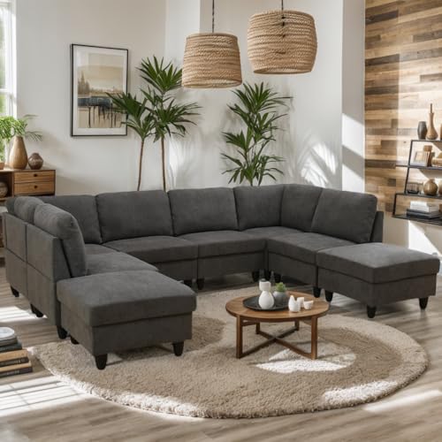 8-Piece Modular Corduroy Sofa Set, Perfect for Living Rooms, Apartments, Office Lounges, The Module is Movable and can be Freely DIY Combined (F44672-C)