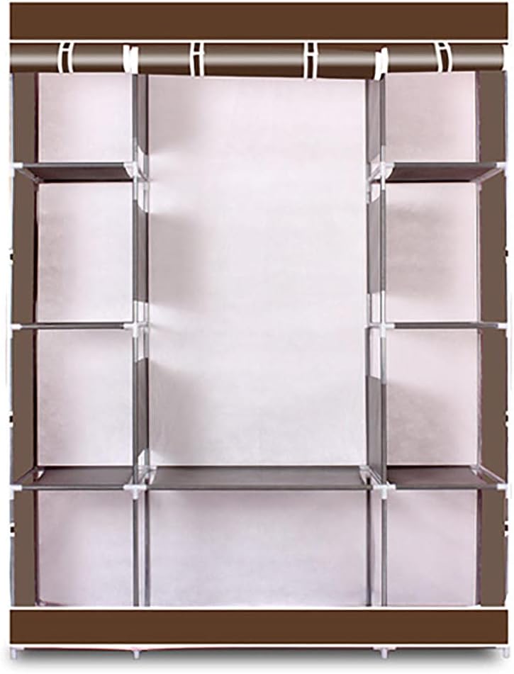 Closet Wardrobe Organization and Storage Furniture Clothes Rack Metal Shelves Amoire for Bedroom Storage Cabinet Shoe Storage Portable Toddler Non-Woven Fabric Standing Closet -Coffee