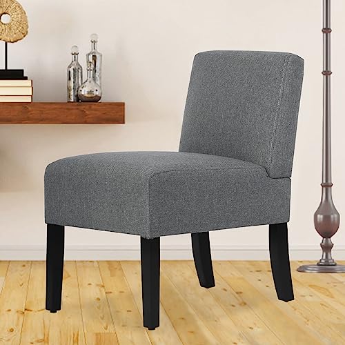 Armless Fabric Accent Chairs for Living Room - Modern Armchair with Thick Cushion & Solid Wood Legs, Reading Chairs for Bedrooms