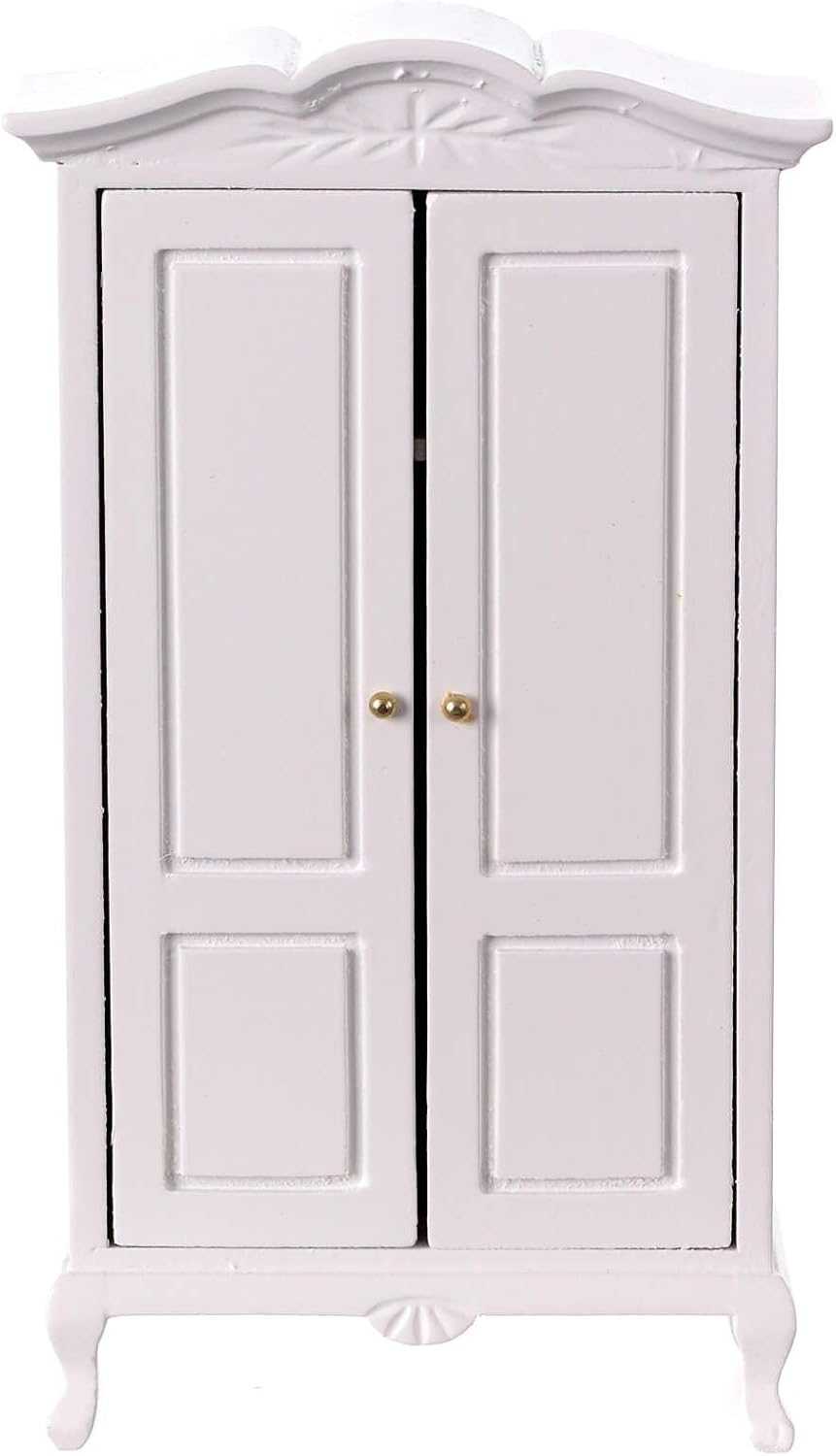 White Nativity Scene Wardrobe 14 cm Wooden Doors That Open 15x10x5 cm