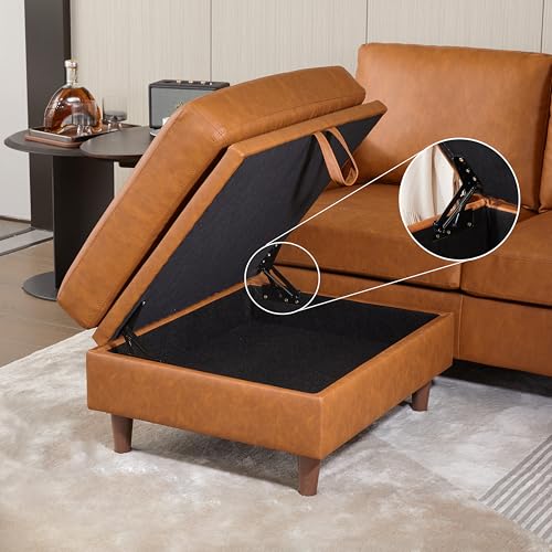 GarveeHome Storage Ottoman Module for Modular Sectional Sofa, Square Ottoman Module for Sectional Sleeper Sofa, Brown