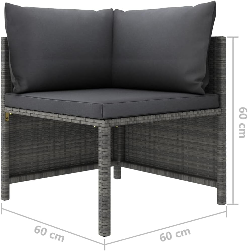 Sectional Corner Sofa with Cushions, Lightweight PE Rattan, Weather-Resistant, Gray with Anthracite Cushions