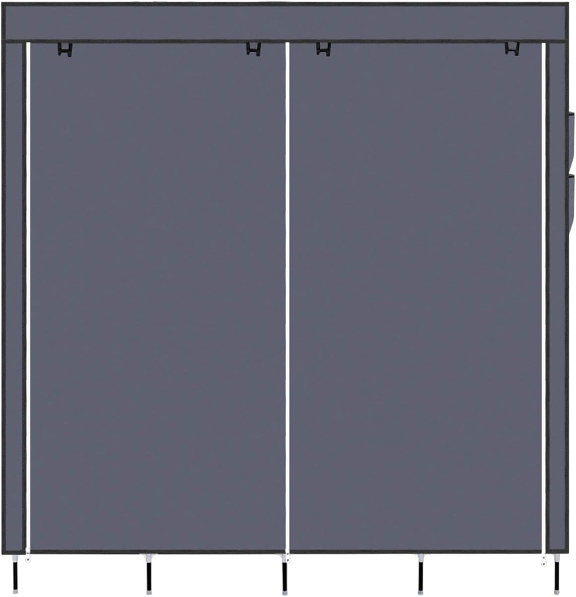 67" Clothes Closet Portable Wardrobe Clothes Storage Rack 12 Shelves 4 Side Pockets Gray Closet Organizer with Protective Cover | Perfect for Storage in Your Bedroom MITPATY