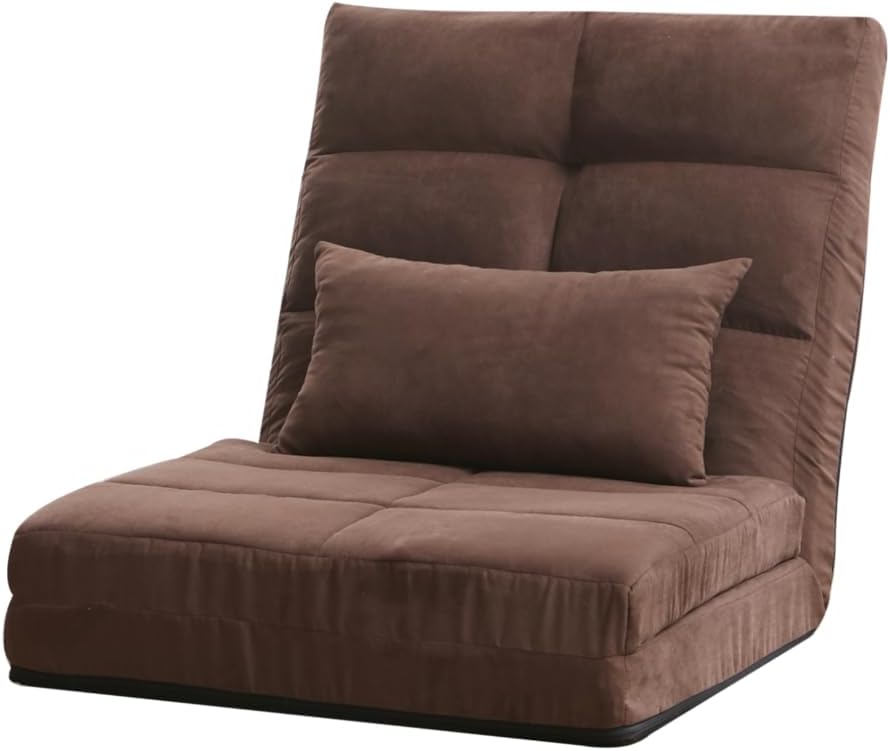 Fold Down Sofa Bed, Adjustable Floor Couch with Pillow - 5 Reclining Positions, Convertible Sleeper for Small Spaces, Modern Gaming Sofa