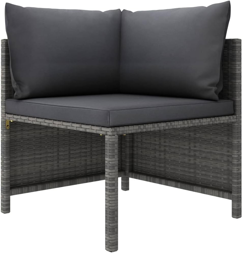 Sectional Corner Sofa with Cushions, Lightweight PE Rattan, Weather-Resistant, Gray with Anthracite Cushions