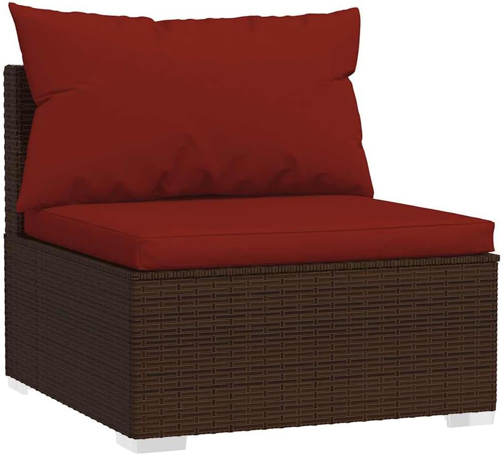 SKM Garden Middle Sofa Brown PE Rattan, Powder-Coated Steel, Plastic,Brown (Weight 16.45KG)