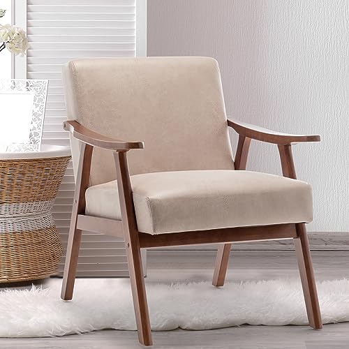 Accent Chair, Living Room Chairs with Extra-Thick Backrest, Lounge Accent Chair with Solid Wood Frame, Comfy Velvet Vanity Chair Armchair for Bedroom, Reading Room, Office, Black