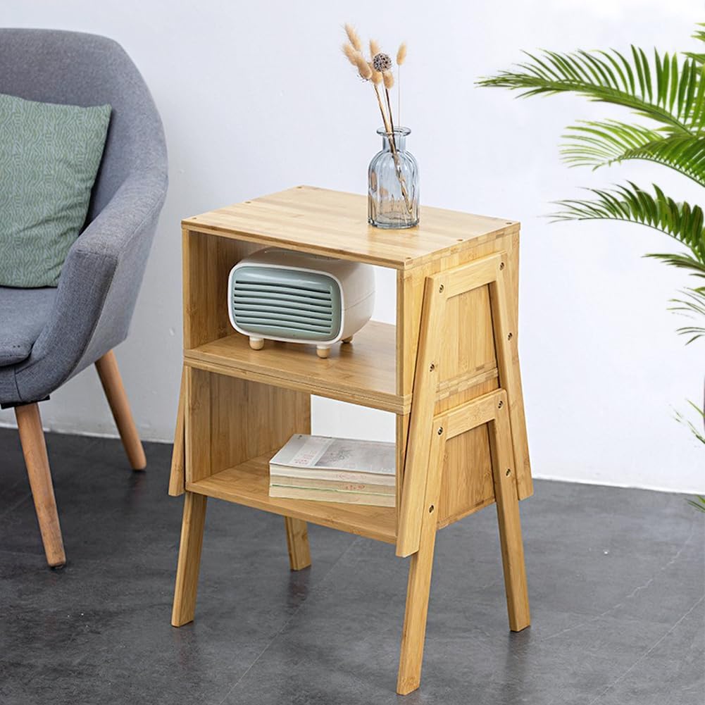 KKTONER Modern Bamboo Nightstands End Tables Bedroom with Storage Small Bedside Table for Living Room Office (Natural)