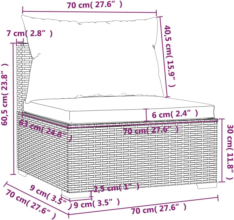 Versatile and Cozy Patio Middle Sofa with Cushions, Stylish Gray Rattan for Indoor/Outdoor Use
