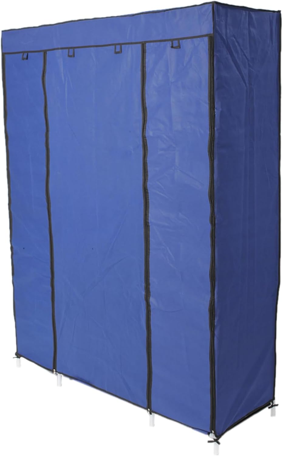 5-Tier Stand up Closet for Clothes, 12-Compartment Foldable Closet Portable Wardrobe with Cover, Navy Space-Saving Storage Organizer for Bedroom, Durable Frame & Rolling Doors, Ideal for College Dorm