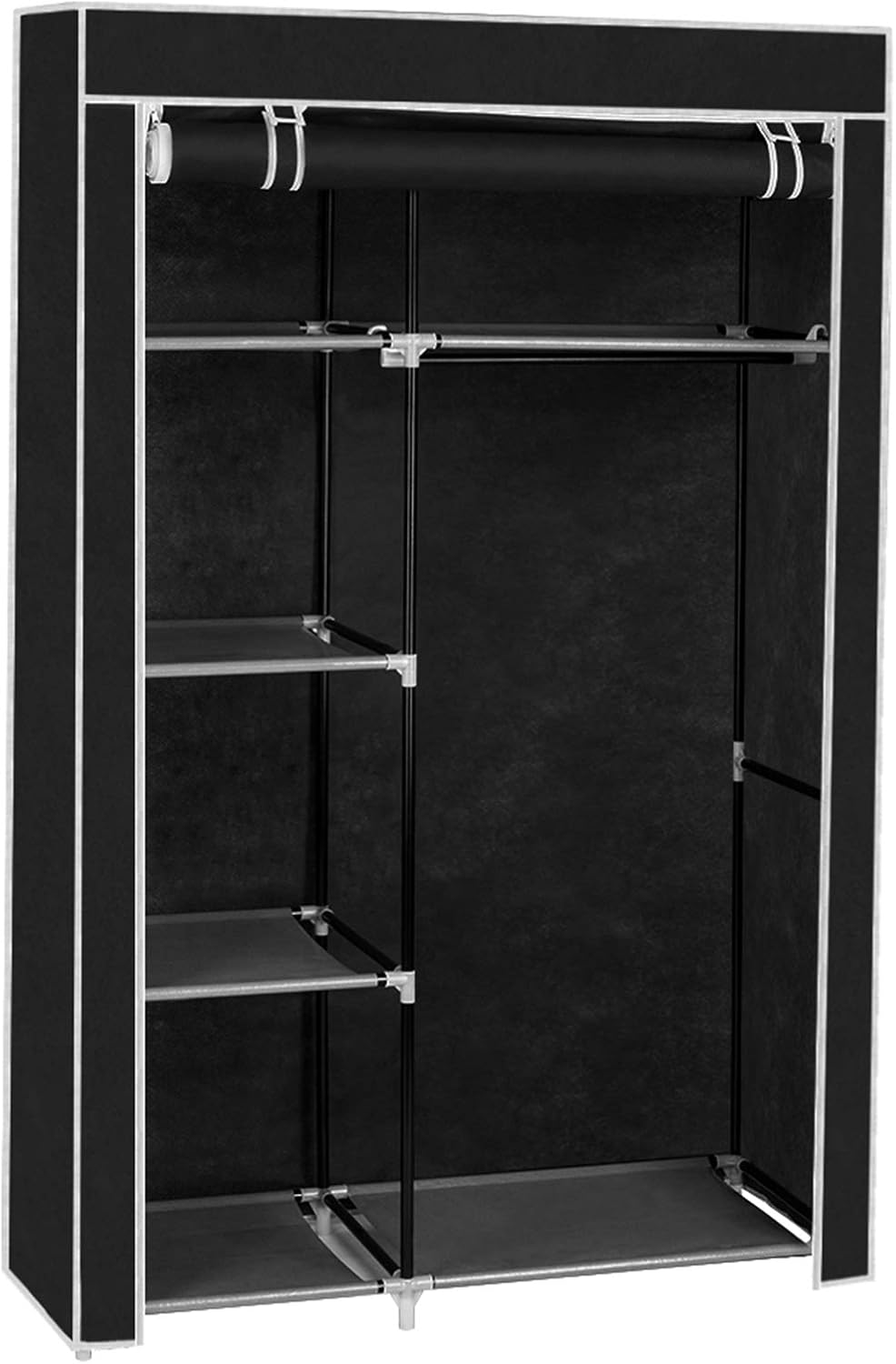 64" Portable Closet Storage Organizer Wardrobe Clothes Rack with Shelves Black