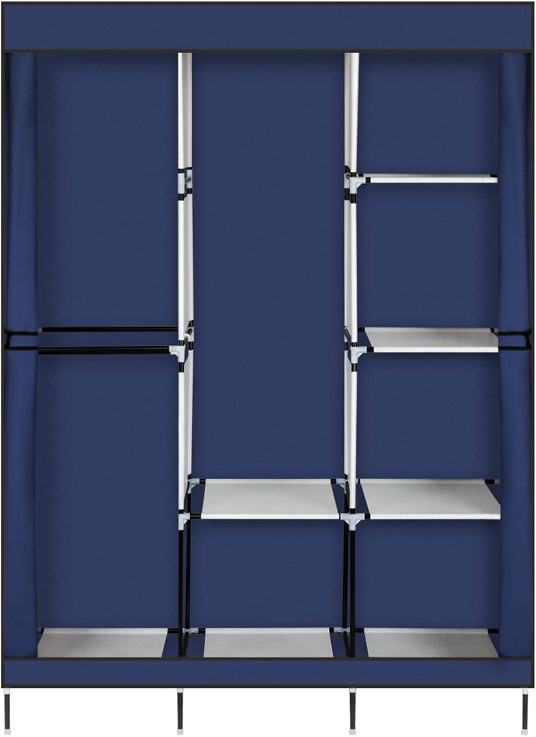 Portable Closet Wardrobe, Closet Storage Organizer with Shelves and Cover for Hanging Clothes, Non-Woven Fabric, Easy Assembly (Blue-4-8)