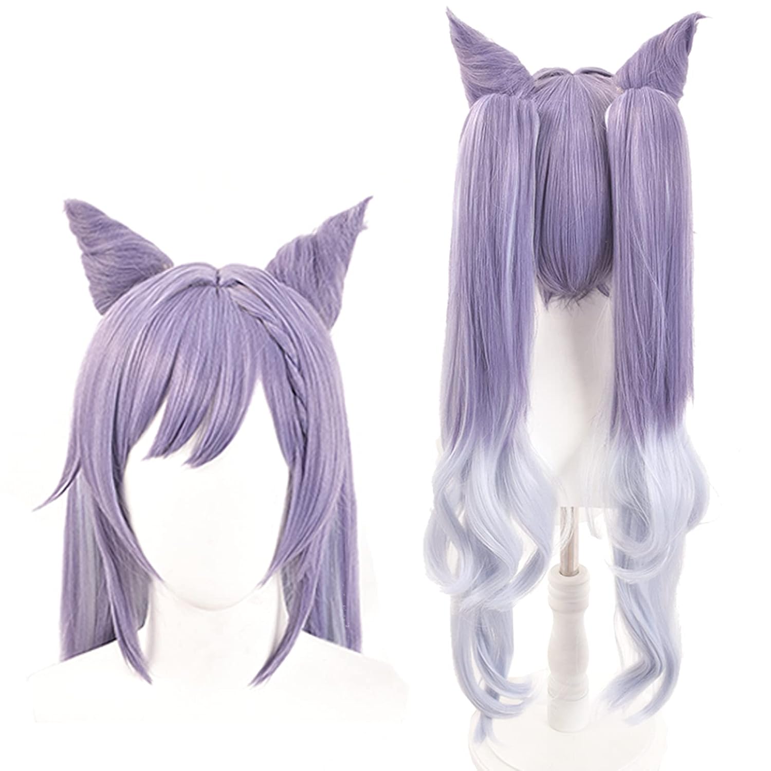 Cosplay Wig for Diluc Genshin Impact Fluffy Curly Hair Wig with Bangs + Cap (KeQing Wig)