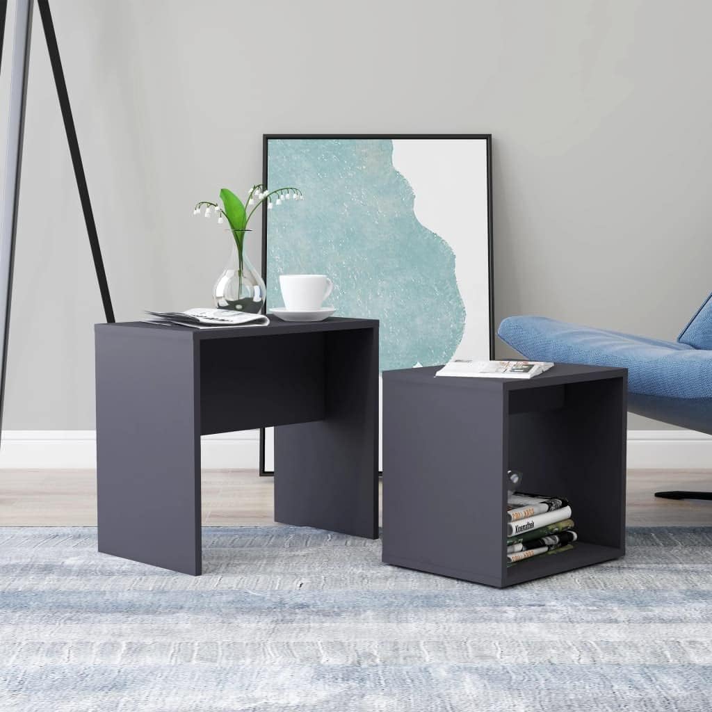 Living Room Furniture Small Table Center Table for Living Room Coffee Table Set Gray 18.9"x11.8"x17.7" Engineered Wood for Study Room Office Hotel Balcony