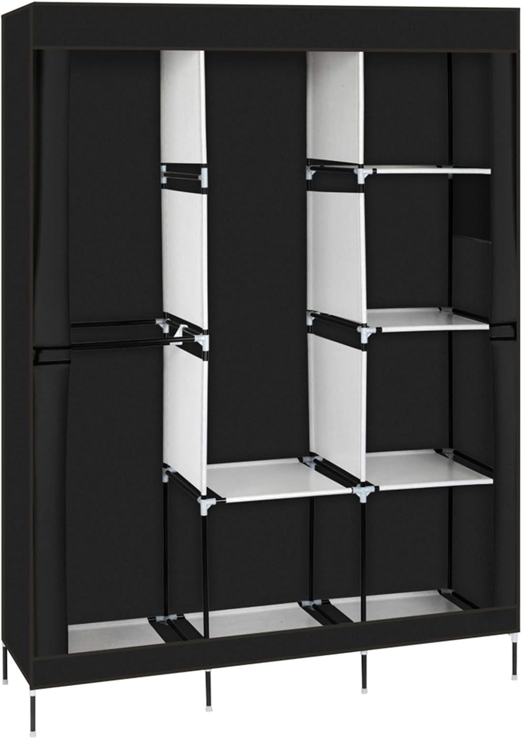 71" Portable Closet Wardrobe Clothes Rack Storage Organizer with Shelf Black