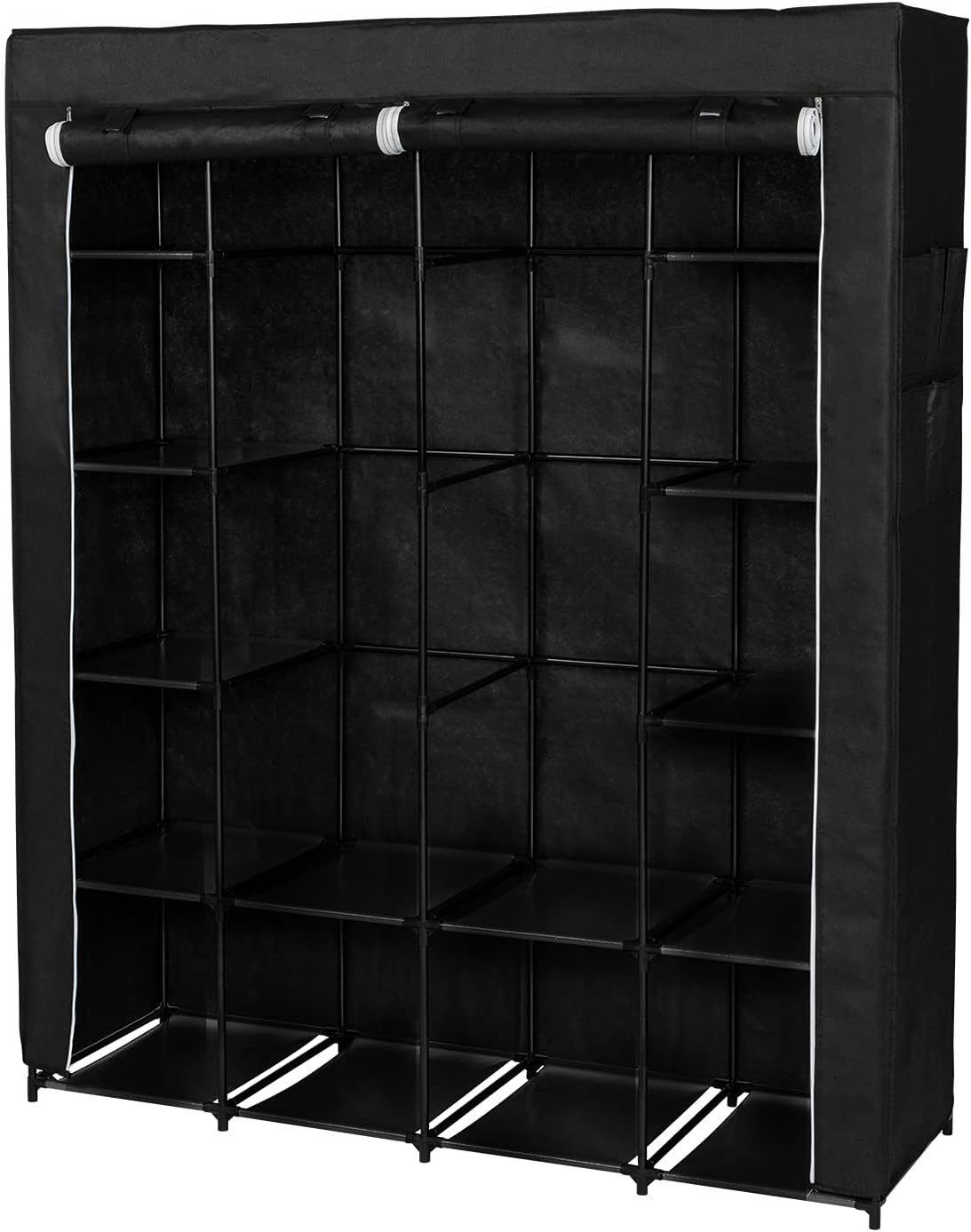 Portable Closet, Clothes Storage Organizer with Shelves, Non-Woven Fabric Closet, Metal Frame,Wardrobe Closet with Non-Woven Fabric 14 Shelves, Easy to Assemble (Gray)