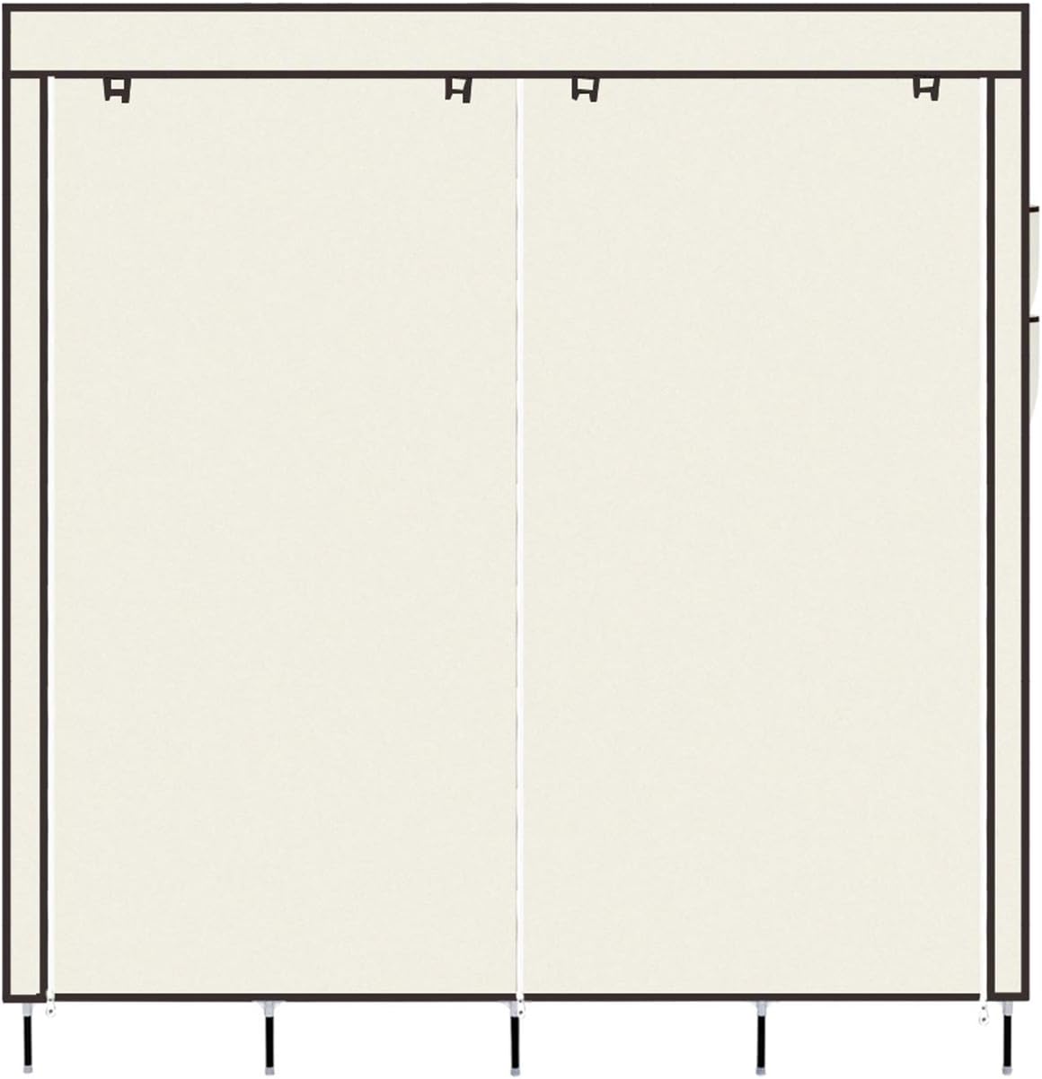 67" Clothes Closet Portable Wardrobe Clothes Storage Rack 12 Shelves 4 Side Pockets Beige Closet Organizer with Protective Cover | Perfect for Storage in Your Bedroom MITPATY