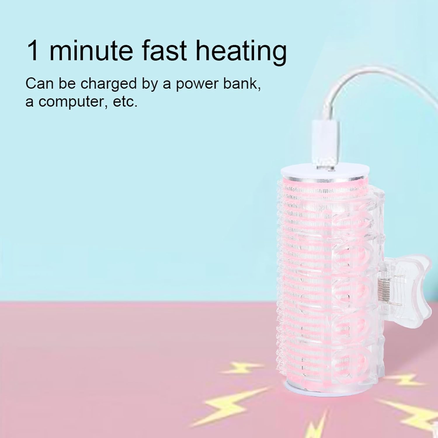2PCS Hair Rollers Curlers, Hot Rollers USB Portable Electric Rollers Hair Curlers Heated Rollers Hair Styling Tool for Women