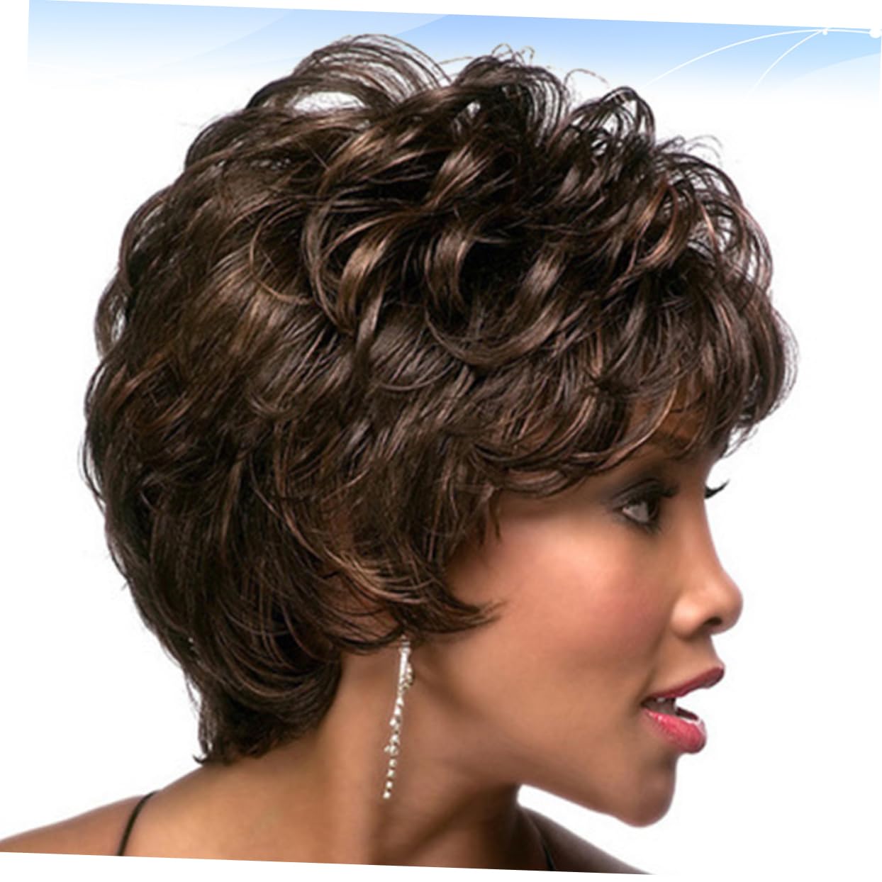 Full Lace Human Hair Short Curly Wig Headgear Stylish Hair Stuff for Women Party Role Play Wig