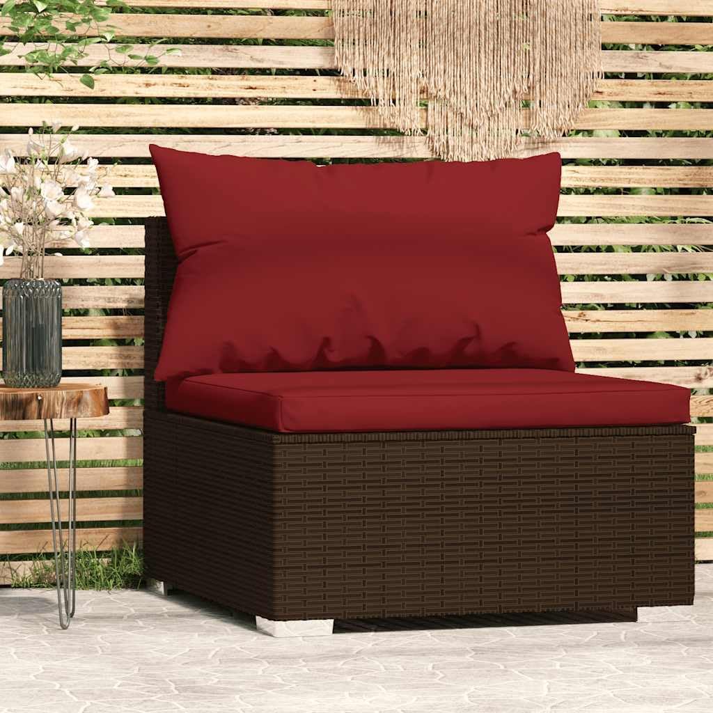 SKM Garden Middle Sofa Brown PE Rattan, Powder-Coated Steel, Plastic,Brown (Weight 16.45KG)