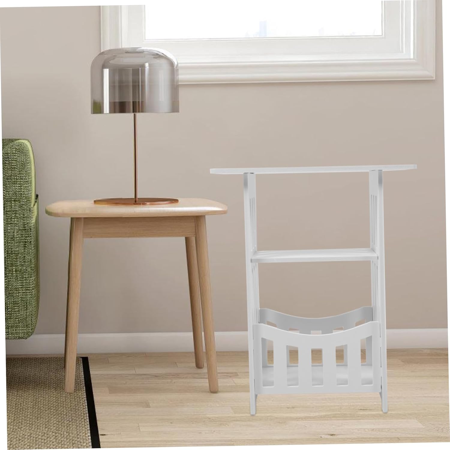 Healifty Modern White Nightstand Sofa Side Table End Table Floating Shelves for Bedroom for Home