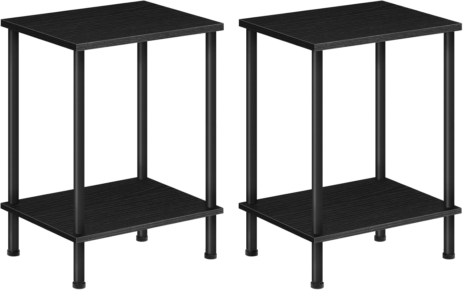 HOOBRO End Table, Small Side Table, Nightstand with 2-Layer Storage Shelves, Sofa Table for Small Spaces, Living Room, Bedroom, Stable Frame, Easy Assembly, Greige and Black BG09BZ01