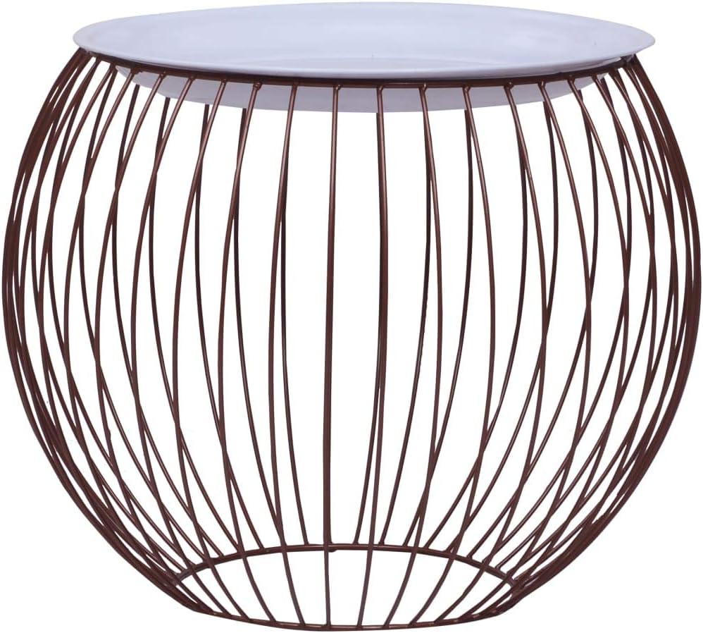 Coffee Table Gold, White Metal, MDF Compact Storage Round Living Room Decor Coffee Table Living Room Furniture for Balcony Bedroom
