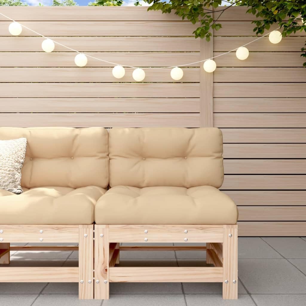 Patio Sofa, Garden Middle Sofa Nature Wood Solid Pine Wood Standard Modular
