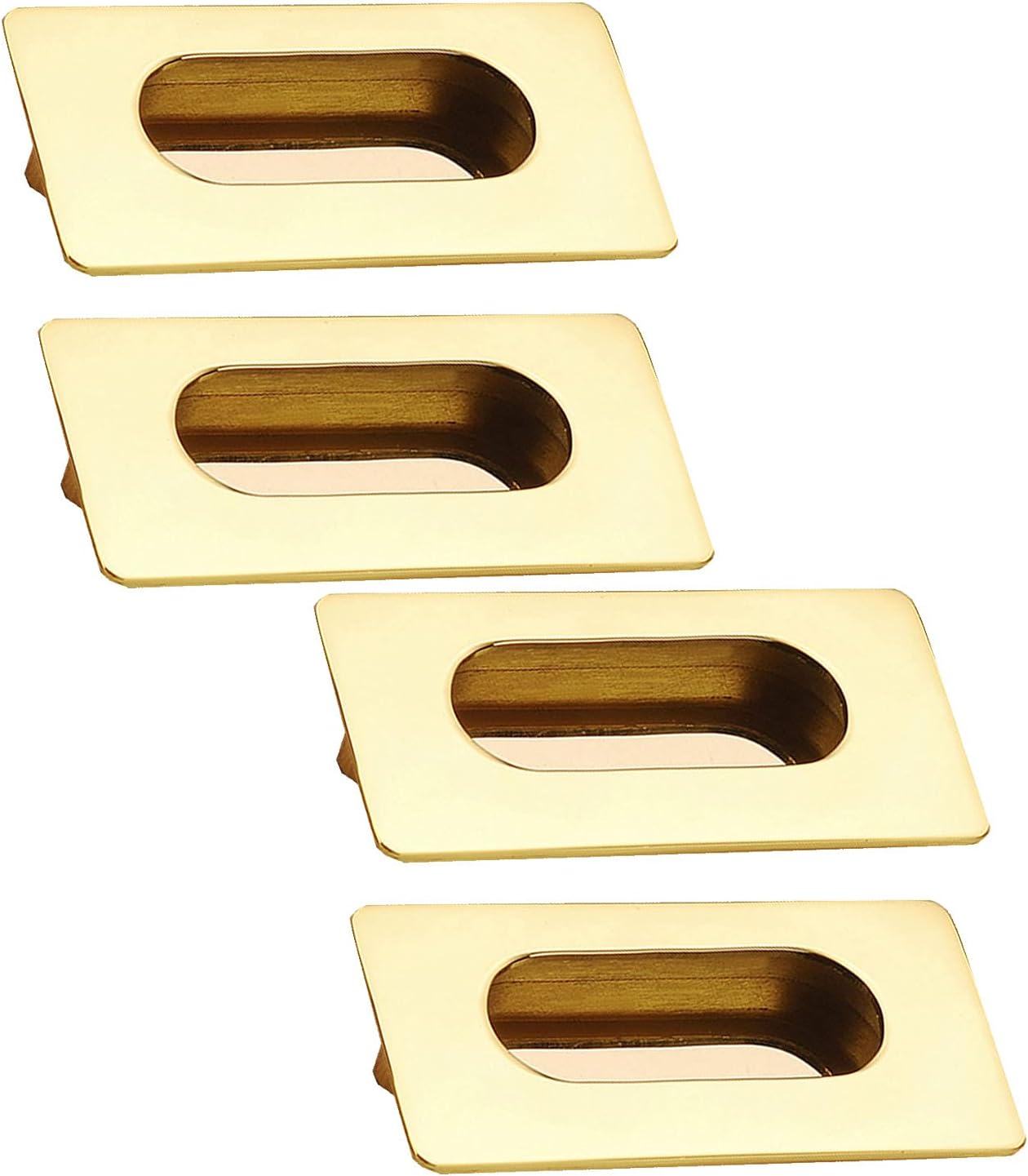 4 Pcs Concealed Embedded Flush Sliding Door Handles, Recessed Furniture Handle Cabinet Pull Hidden Pull Handle for Drawer, Wardrobe and Cabinet Drawer Finger Handle (A Hole Distance 64mm)