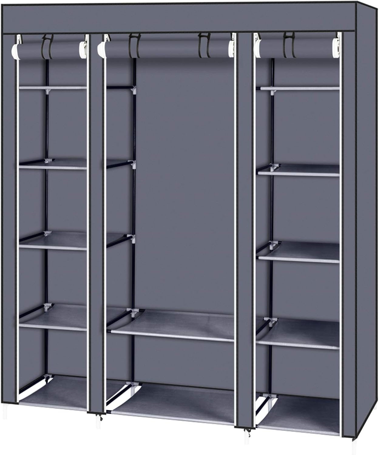 Non Woven Wardrobe, 5th Floor, 12 compartments, 150 * 45 * 175- Gray