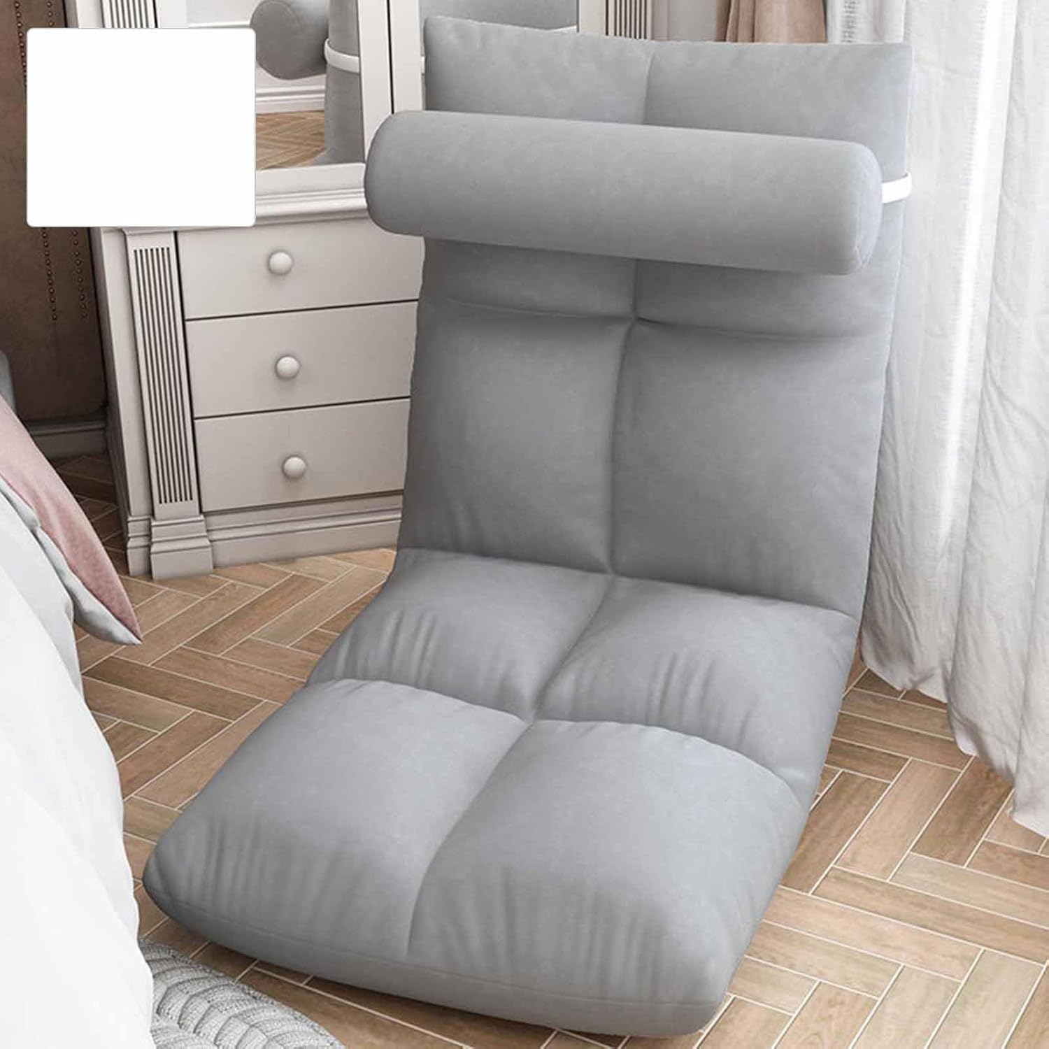 Denash Foldable Floor Lazy Sofa with Lumbar Pillow, 5 Adjustable Positions Chaise Lounger Sofa with Back Support, Soft Bean Bag Sofa Bed Floor Sofa for Home Living Room, Bedroom