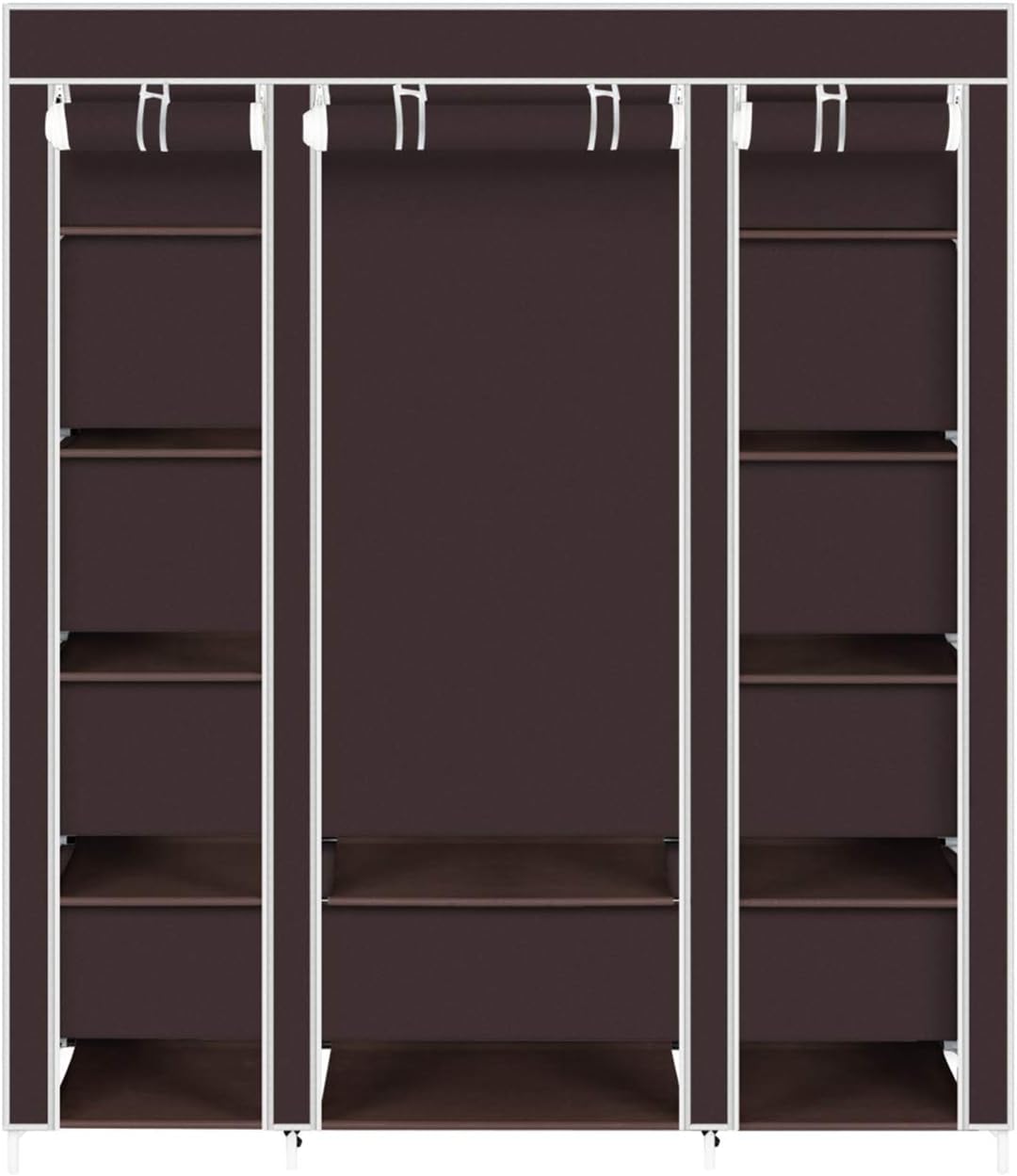 69" Portable Clothes Closet Wardrobe Storage Organizer with Non-Woven Fabric Quick and Easy to Assemble Extra Strong and Durable Dark Brown Closet Organizer with Protective Cover MITPATY