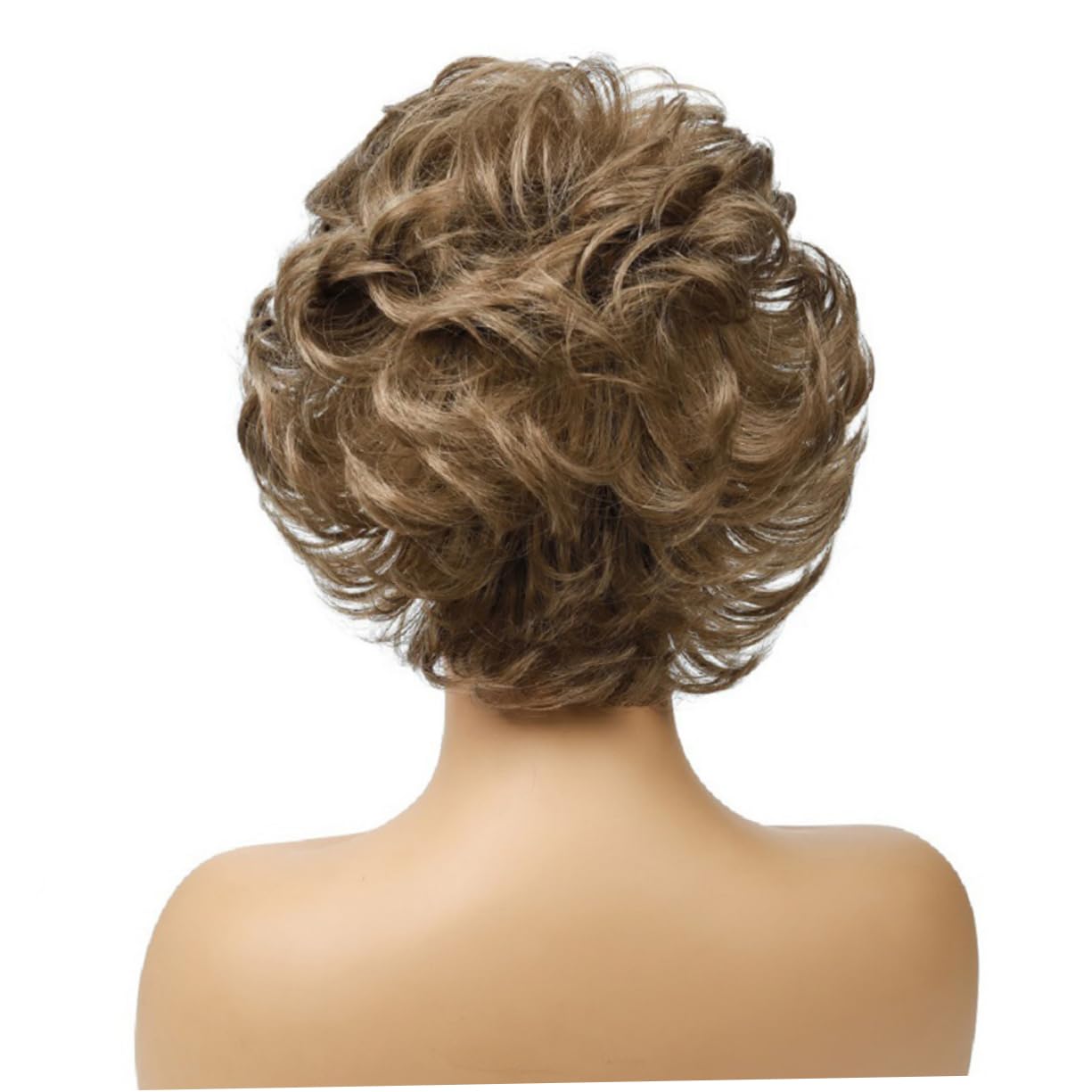 FRCOLOR Short Oblique Synthetic Hair Wig for Women Curly Hair Cover Comfortable Daily Wear Stylish Headwear for Parties and Costume Events