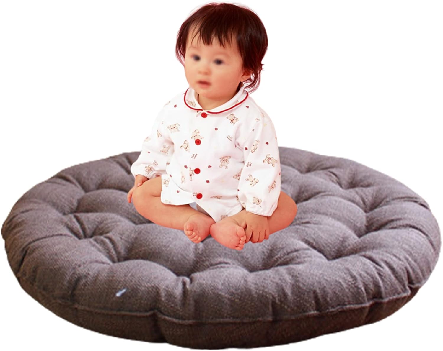 Japanese Futon,Large Linen Floor Pillow,Thicken Cotton Seat Cushion,Round Solid Color Floor Cushion,Yoga Meditation Cushion Balcony Outdoor (Gray 40cm/16in)