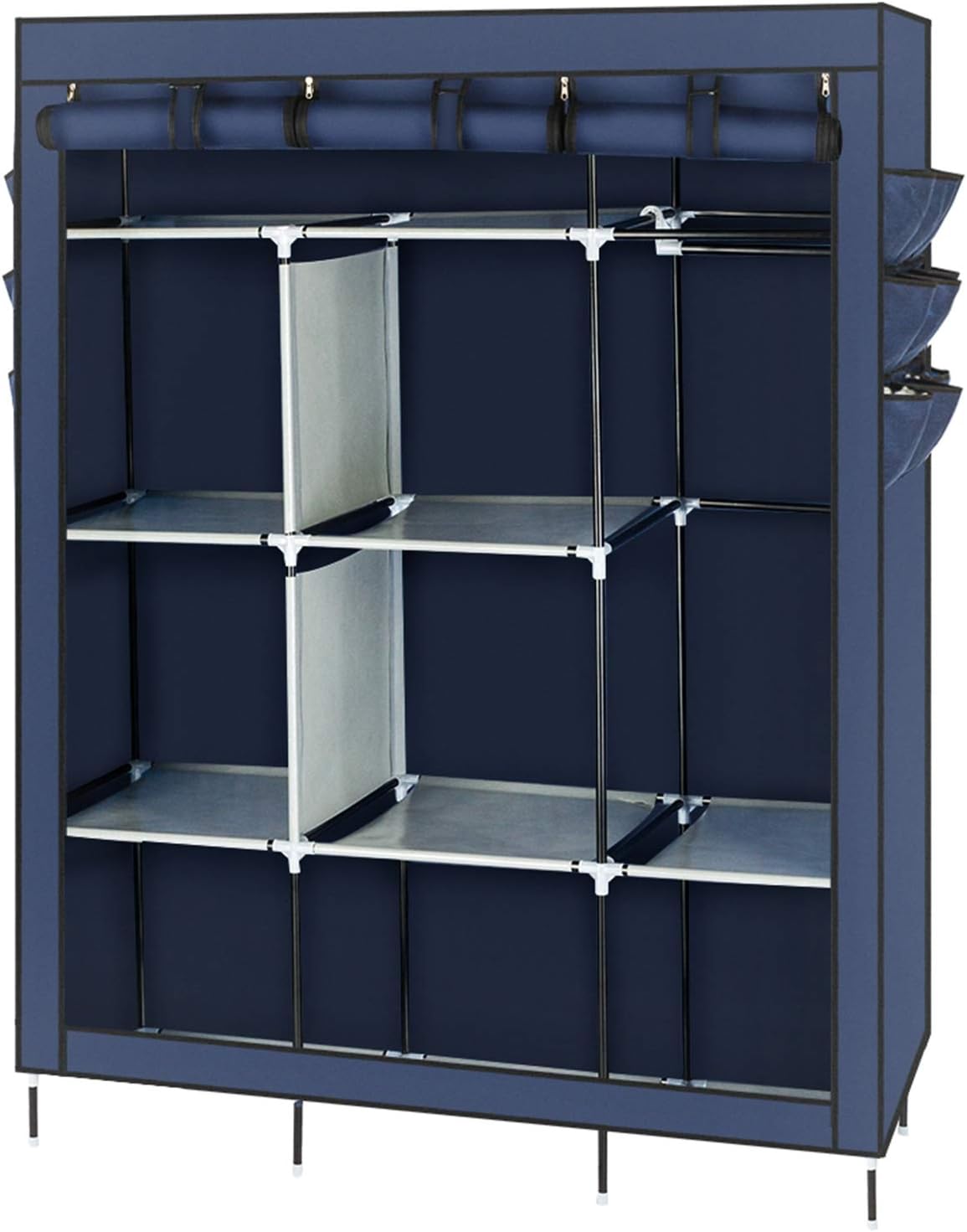 69" High-Leg Non-Woven Fabric Assembled Cloth Wardrobe Dark Blue