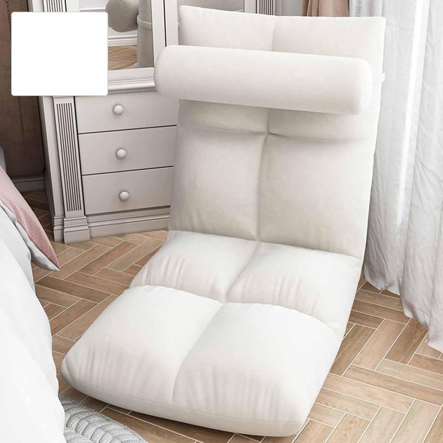 Denash Foldable Floor Lazy Sofa with Lumbar Pillow, 5 Adjustable Positions Chaise Lounger Sofa with Back Support, Soft Bean Bag Sofa Bed Floor Sofa for Home Living Room, Bedroom