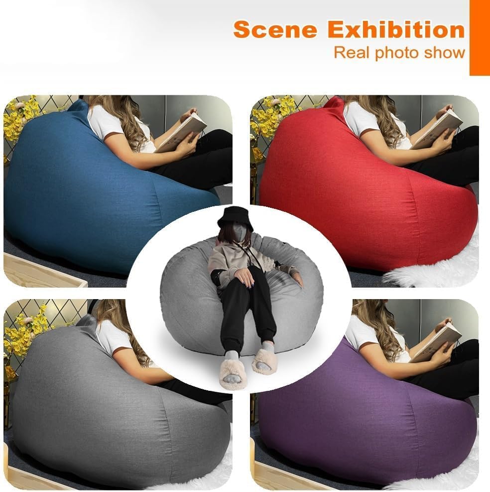 (Without Filler Large Small Lazy Sofas Cover Chairs Cover Cloth Lounger Seat Bean Bag Pouf Puff Couch Living Room Beanbags Cover,Red,70X80cm