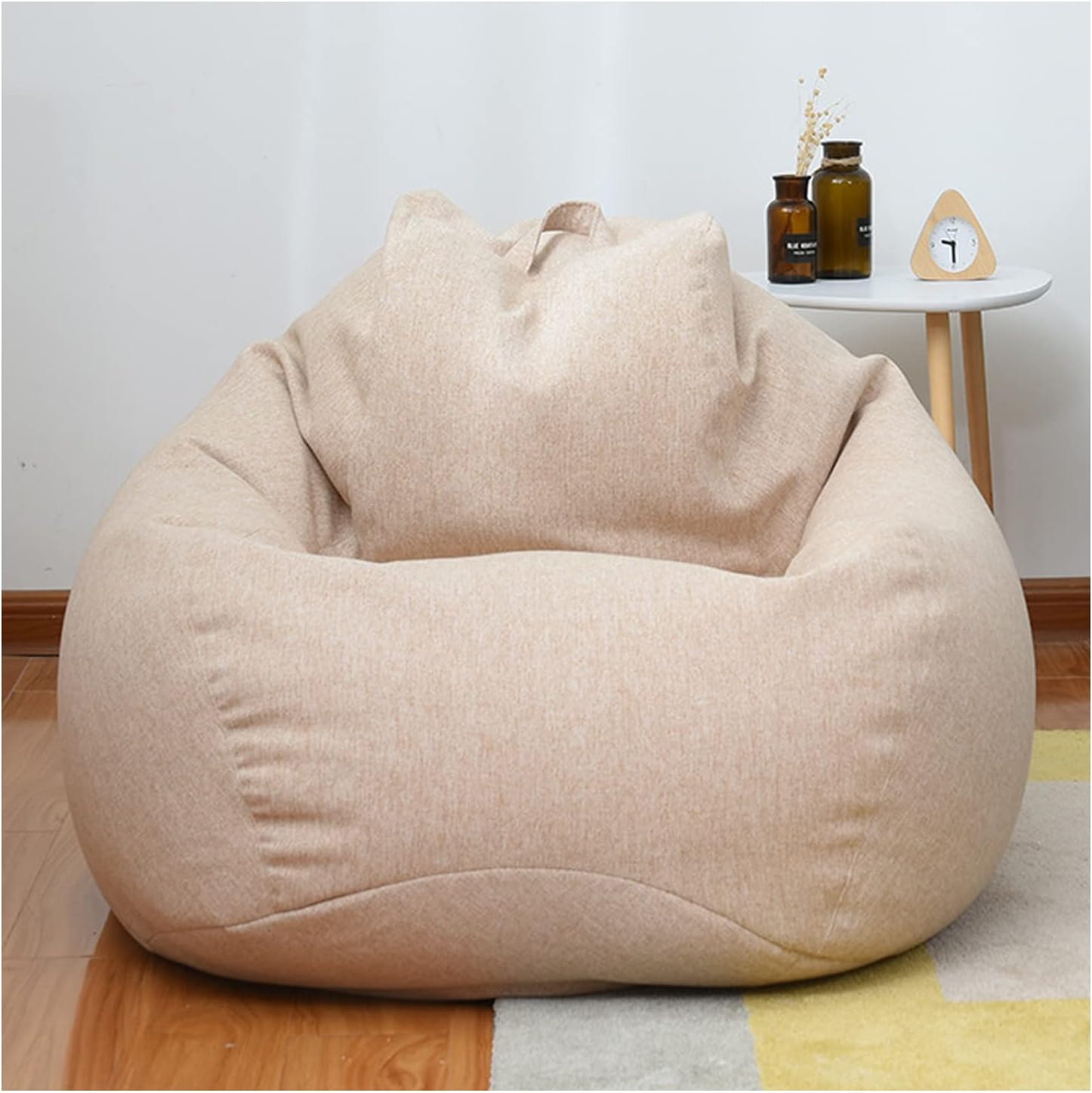 Bean Bag Chair Cover for Kids and Adults, Sturdy Zipper Beanbag Case, Zipper Storage Beanbag (No Filler) for Organizing Children Plush Toys Outsize Brown