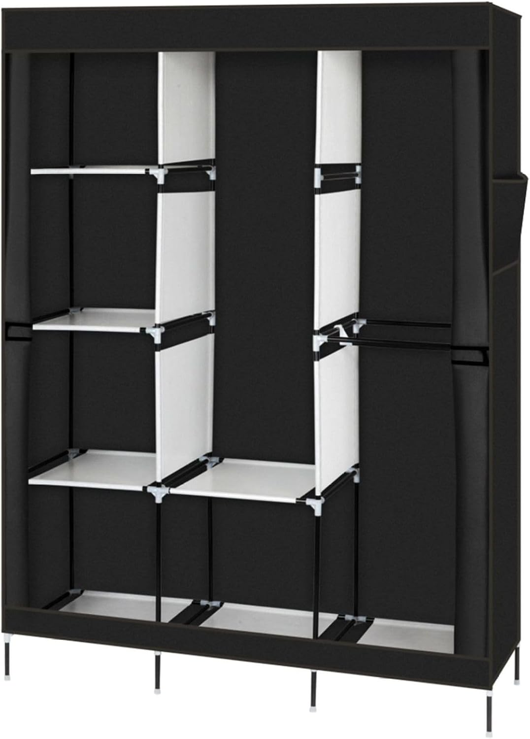 71" Portable Closet Wardrobe Clothes Rack Organizer with Shelves - Black