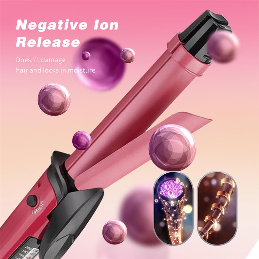 1 Inch Curling Iron, 2 in 1 Long Barrel Curling Wand for Beach Waves, Hair Curling Iron Dual Voltage with Ceramic Tourmaline and 10S Fast Heat-UP, for All Hair Types