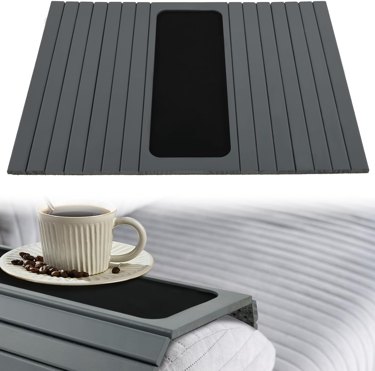 US Wood Sofa Arm Tray Sofa Tray in Folding Design Sturdy and Robust Sofa Tray Convenient Sofa Tray for Storage Sofa Tray for Multiple Scenarios(black)