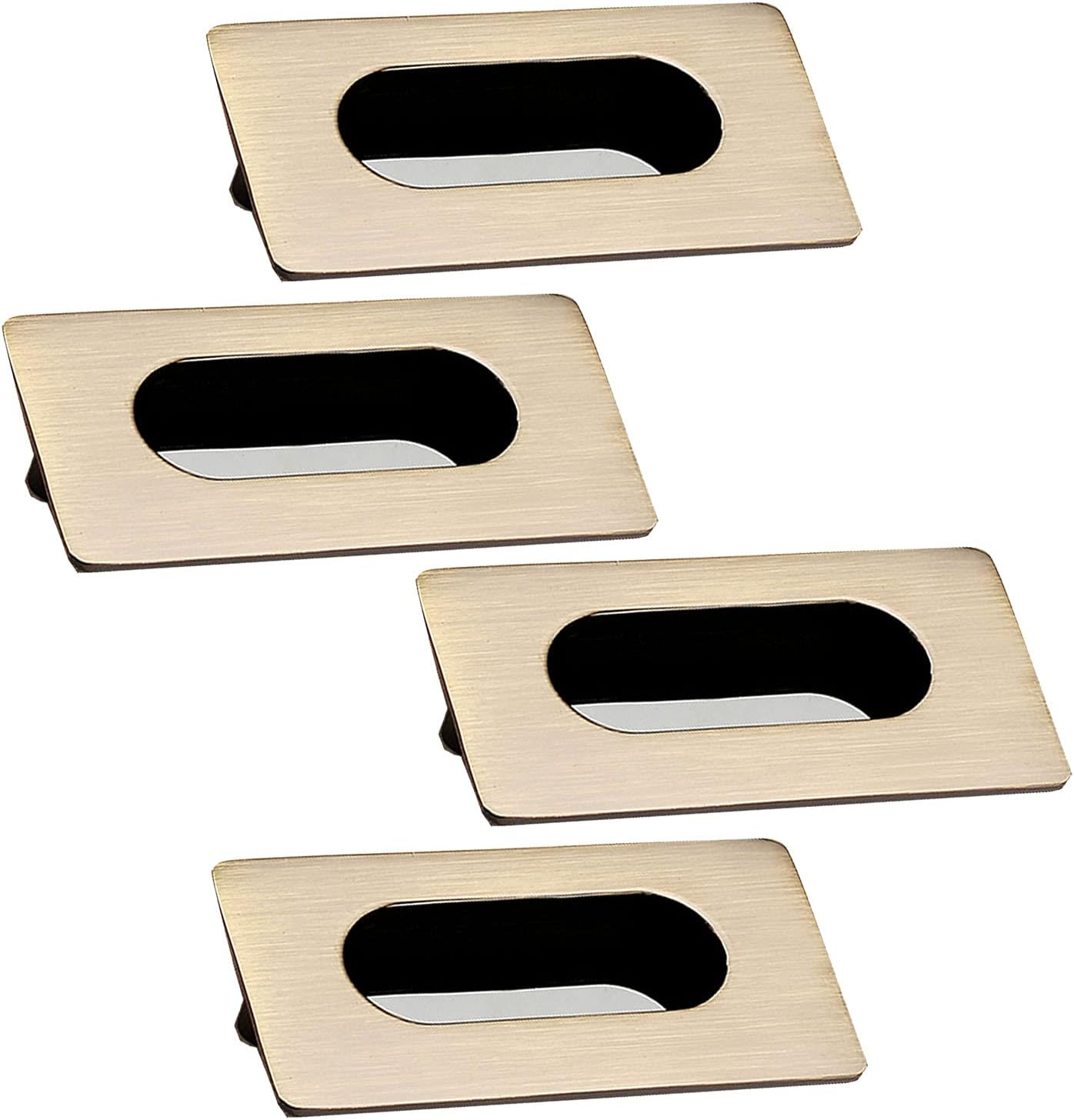 Recessed Handle, 4 Pcs Sliding Door Handles Zinc Alloy Handle Concealed with Screws for Cabinets Locker Drawer Dressing Table Furniture Component (Hole Distance 96mm)
