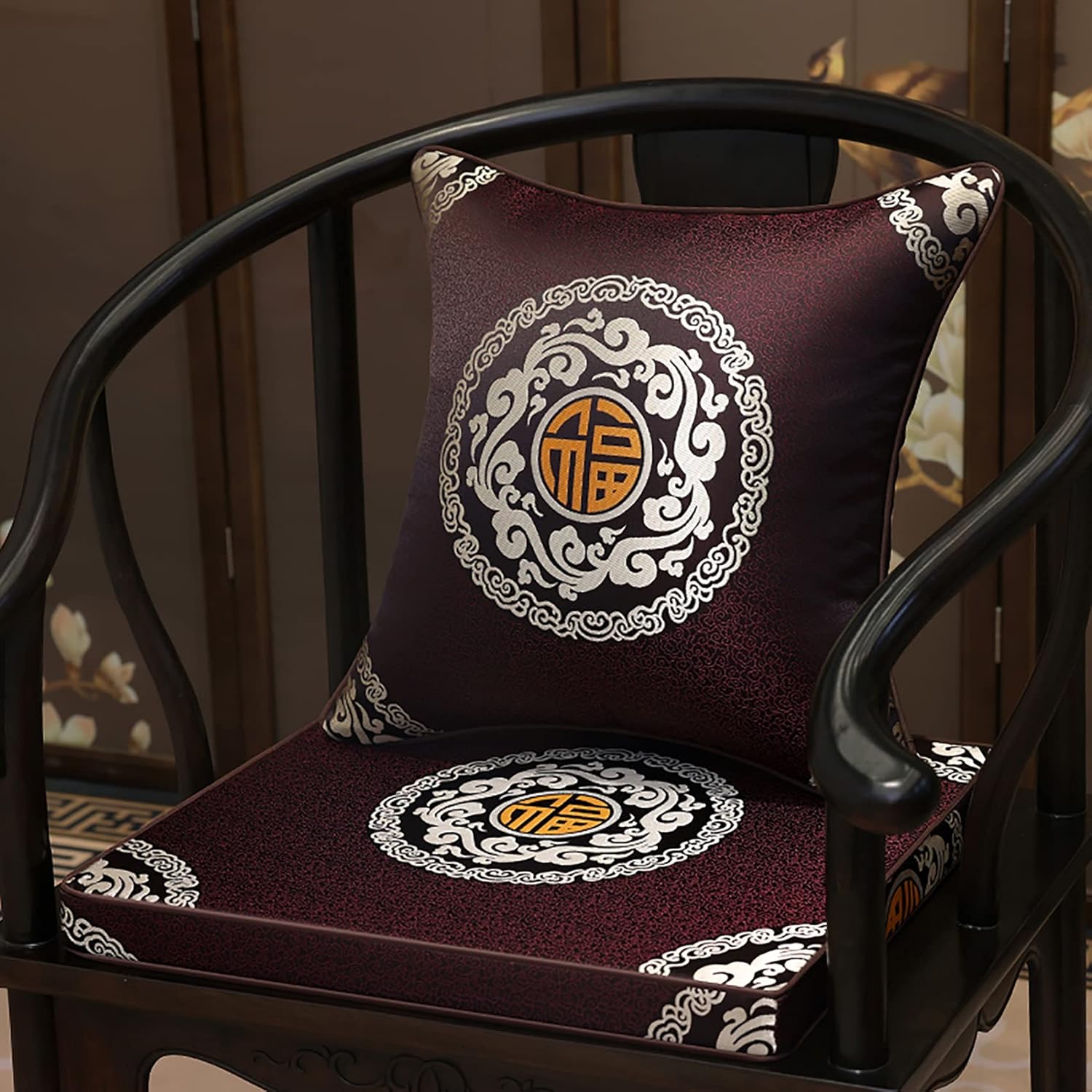 Sofa Cushion Classical Chair Padding,Sponge Chair Cushion,Chinese Style Chair Pad Seat Cushions Floor Pillow Meditation Cushion-A 50x40x4cm(20x16x1.6inch)