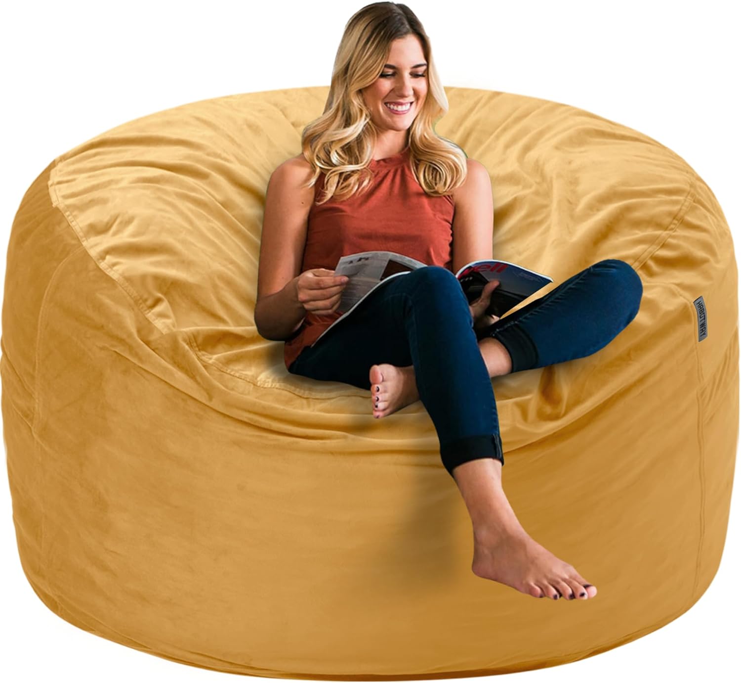 HABUTWAY 2FT Bean Bag Chair, 2' Beanbags Small Bean Bag Chairs with Filling, Teardrop Bean Bag Chair Luxurious Velvet Ultra Soft Fur with Removable Cover (Black)