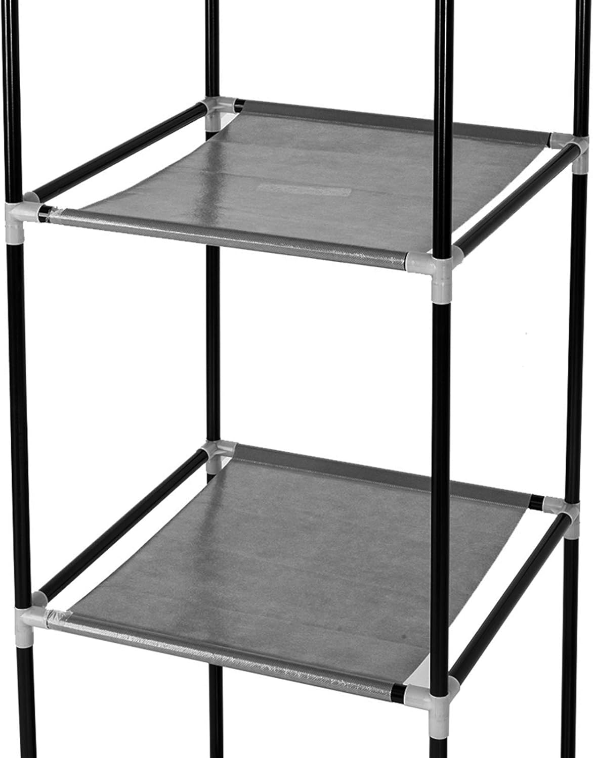 64" Portable Closet Storage Organizer Wardrobe Clothes Rack with Shelves Black
