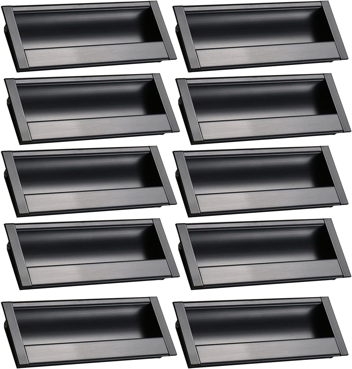 Black Cabinet Handles, Recessed Furniture Handle Concealed Embedded Flush Sliding Door Pull Handles Hidden Pull for Drawer, Wardrobe and Cabinet Drawer, with Screws (2pcs Hole distance 128mm)