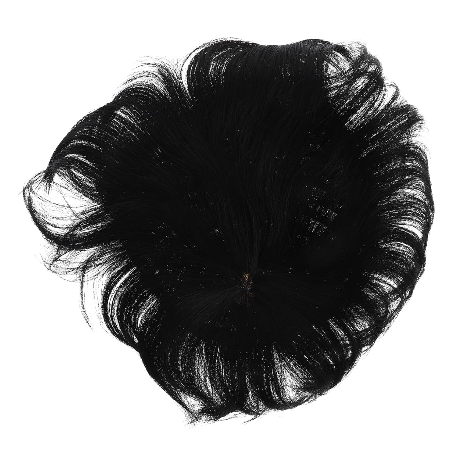 Men Fluffy Synthetic Wig for Hair Loss Short Black Hairpiece with Natural Color Comfortable Fit Daily Wear Easy Application Straight Hair Replacement System