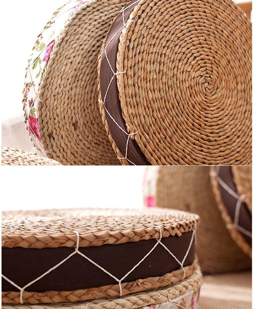 FANCY PUMPKIN Handmade Straw Weaving Yoga Floor Pillow Cushion Seating Pillows Za-Zen Mat, A