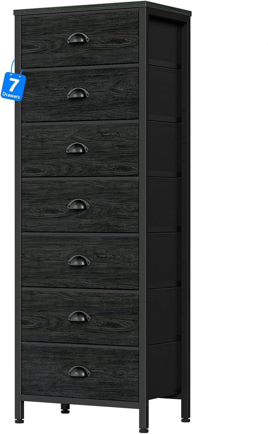 Furnulem White Tall Dresser for Bedroom,Vertical Storage Tower Unit and End Table with 6 Fabric Drawers, Nightstand Furniture with Drawer Organizer in Living Room,Closet,Entryway,Hallyway